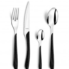 Set tacamuri, 16 piese, Amefa, Eclat Nature, inox, negru