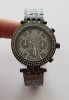 Ceas Dama Geneva Elegant Negru, Cristale, Cifre Romane, Quartz, Curea Metalica Neagra