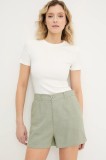 Answear Lab pantaloni scurti culoarea verde, neted, high waist