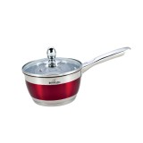 Cratita pentru sos Bohmann, inox, 2.5 l, 18 cm, capac sticla termorezistent, inclusiv inductie, Rosu