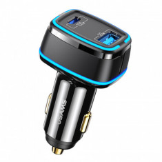 USAMS - Car Charger C24 (US-CC142) Dual Port with 1xUSB-A, PD, 120W, 5A - Black