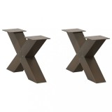 vidaXL Picioare pentru măsuță de cafea &icirc;n formă de X, 2 buc., oțel natural, 50x(30-31) cm