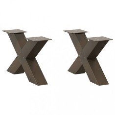 vidaXL Picioare pentru măsuță de cafea &icirc;n formă de X, 2 buc., oțel natural, 50x(30-31) cm