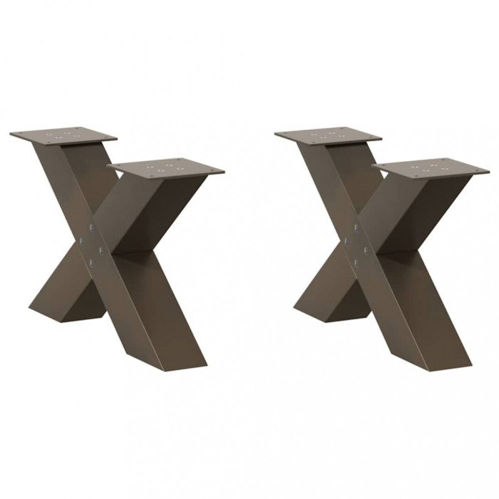 vidaXL Picioare pentru măsuță de cafea &icirc;n formă de X, 2 buc., oțel natural, 50x(30-31) cm 4012939