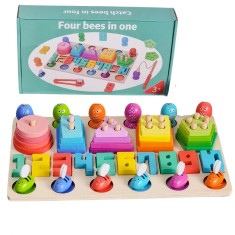 Joc logaritmic Multifunctional, numarare, pescuit magnetic, prindere albinute, sortare forme, 4 in 1, 32X19X5