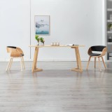 vidaXL Scaune de bucătărie 2 buc, negru, lemn curbat &amp; piele ecologică