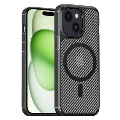 Husa pentru iPhone 15 Plus - Techsuit CarbonFuse MagSafe - Black foto