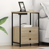 VidaXL Cabinet de noptiere cu stație de &icirc;ncărcare 2 pcs Stejar sonoma