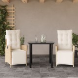 VidaXL Set mobilier de grădină cu perne, 3 piese, bej, poliratan
