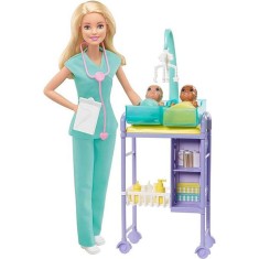 Set de joaca Barbie, Papusa Barbie Medic Pediatru cu 2 bebelusi foto