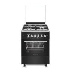 Aragaz clasic 4 arzatoare gaz, Cuptor gaz, 57x57cm, Studio Casa MARCO, negru cu plita inox, Rotisor, Ventilator, Aprindere electrica, gratare fonta, g