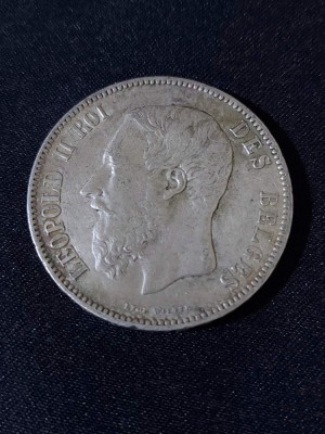 Belgia 1873 - 5 Franci - Monedă de argint #4 foto