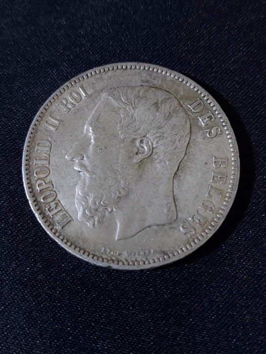 Belgia 1873 - 5 Franci - Monedă de argint #4