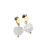 Cumpara ieftin Cercei placati cu aur White Shell