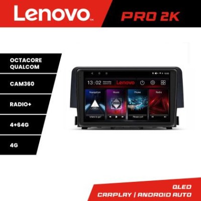 Navigatie Honda Civic 2016-2020 8 core QLED 2K 4+64 360 Android Waze USB Navigatie Internet Youtube Radio Lenovo CarStore Technology foto