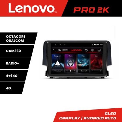 Navigatie Honda Civic 2016-2020 8 core QLED 2K 4+64 360 Android Waze USB Navigatie Internet Youtube Radio Lenovo CarStore Technology
