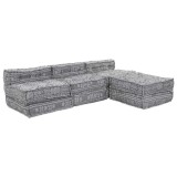 Canapea modulară cu 4 locuri, care se transformă ușor &icirc;ntr-o canapea, gri deschis.