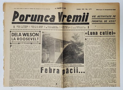 PORUNCA VREMII , ZIAR , No. 1473 , 11 OCTOMBRIE 1939 foto