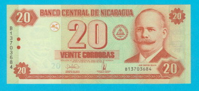 Nicaragua 20 Cordobas 2006 &amp;#039;Zelaya&amp;#039; UNC serie: B13703684 foto