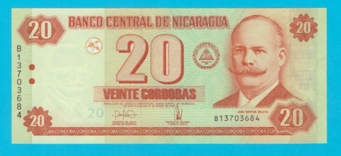 Nicaragua 20 Cordobas 2006 &#039;Zelaya&#039; UNC serie: B13703684
