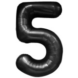 Balon din folie metalizata, flippy, figurina cifra, tema aniversare 100 cm, ambalaj individual, pai inclus, umflare cu aer sau heliu, negru, cifra 5