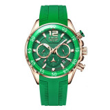 Ceas barbatesc Lige Casual Quartz Analog Fashion Verde Cronometru Indici luminosi