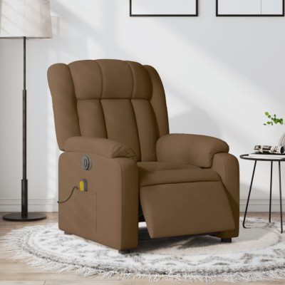 vidaXL Fotoliu electric de masaj rabatabil, maro, textil foto