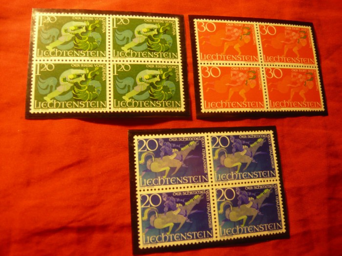 Serie Liechtenstein 1967 - Basme , 3 valori in blocuri de 4val.