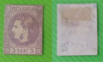 1868 -1870 Carol I cu favoriţi - Emisiunea a II-a - 3 BANI (01) foto