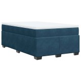 Cumpara ieftin Pat box spring cu saltea, albastru inchis, 120x190 cm, catifea