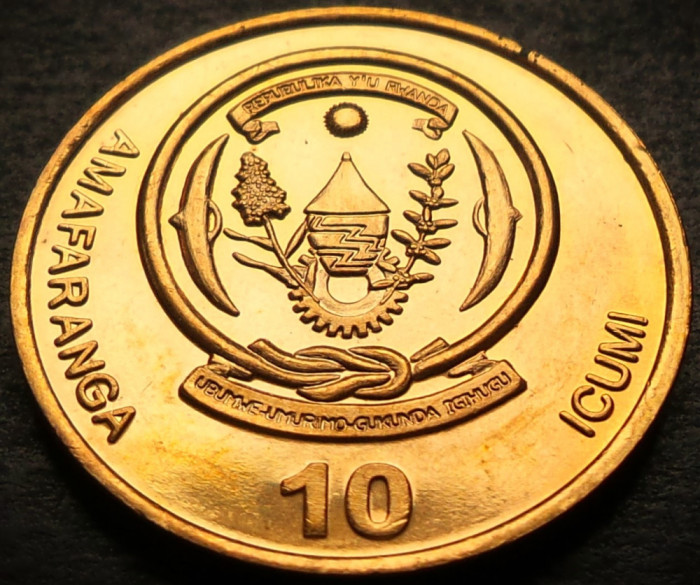 Moneda exotica 10 AMAFARANGA - RWANDA, anul 2003 *cod 4548 = UNC