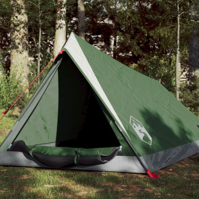 vidaXL Cort de camping 2 persoane, verde, 200x120x88/62 cm, tafta 185T foto