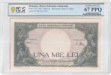 1000 lei Martie 1945 PCGS67 unc bancnota gradata