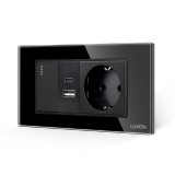 Cumpara ieftin Intrerupator simplu cu priza USB A+C si Schuko Luxion, 4M, negru
