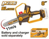Fierastrau Electric de Mana 20V 20cm (8") Brushless Industrial INGCO CGSLI2088, viteza lant 11 m/s, ungere automata, fara acumulator si incarcator
