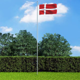 Steag Danemarca și st&acirc;lp din aluminiu, 6,2 m, vidaXL