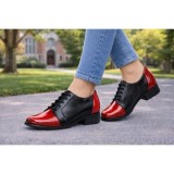 Pantofi dama negri din piele naturala cu rosu lac &ndash; stil casual modern P53NRL