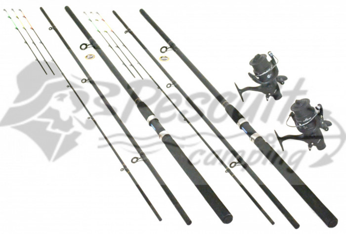 Set 2 Lansete Feeder 3.6m Cu Mulinete WB HFL 8 Rulm.Si Baitrunner