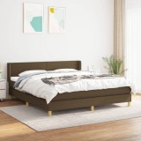 vidaXL Pat box spring cu saltea, maro &icirc;nchis, 160x200 cm, textil