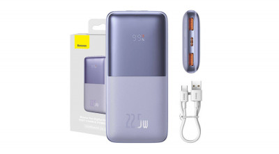 Baseus Bipow Pro Powerbank 10000mAh, 2xUSB, USB-C, 22.5W (violet) foto