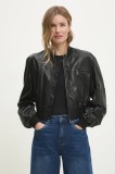 Answear Lab geaca femei, culoarea negru, de tranzitie, oversize