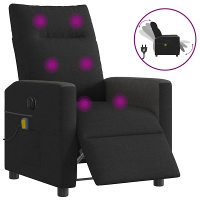 vidaXL Fotoliu electric de masaj rabatabil, negru, textil foto
