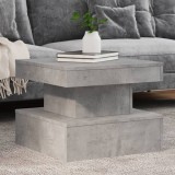 VidaXL Măsuță de cafea cu lumini LED, gri beton, 50x50x40 cm