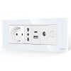 Priza Schuko + Ingusta + Dubla USB + TV + Internet cu Rama Din Sticla LUXION, Standard Italian, 6M SmartElectro IntelligentHouse