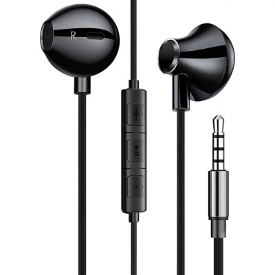 Casti in ear Yaofang, 3.5 mm, bas, microfon si controller, negru foto