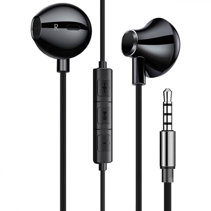 Casti in ear Yaofang, 3.5 mm, bas, microfon si controller, negru