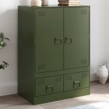 vidaXL Dulap &icirc;nalt verde măslină 67x39x95 cm oțel