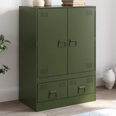 vidaXL Dulap &amp;icirc;nalt verde măslină 67x39x95 cm oțel 841809 foto