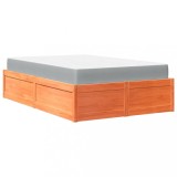 Cumpara ieftin Pat cu saltea, maro ceruit, 120x190 cm, lemn masiv pin