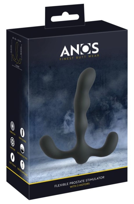 Plug anal vibrator flexibil cu 3 motoare Anos Flexible Prostate Stimulator with
